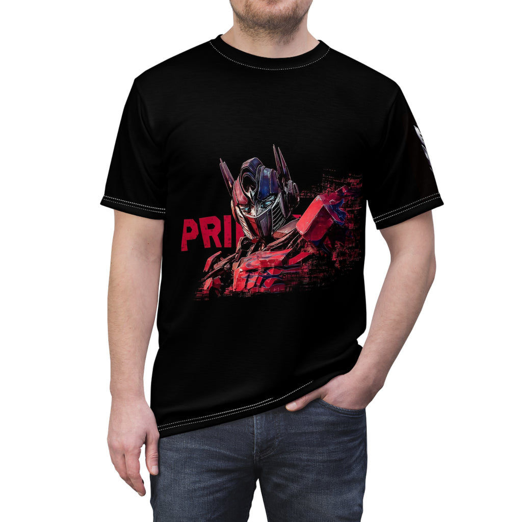 Optimus Prime Graphic Tee — Red Glitch Full-Print T-Shirt