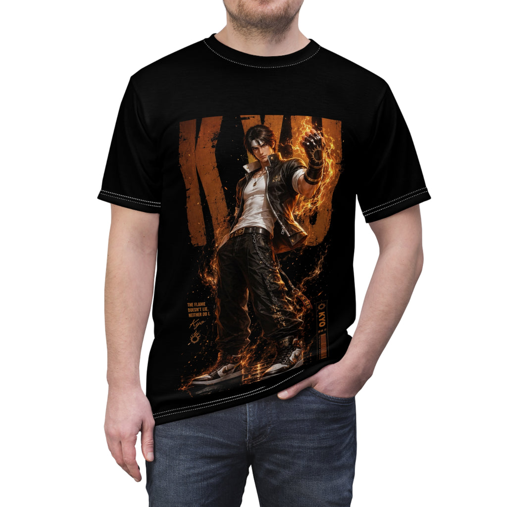 Kyo Kusanagi Flame Graphic Tee — Anime Fighting Game Shirt
