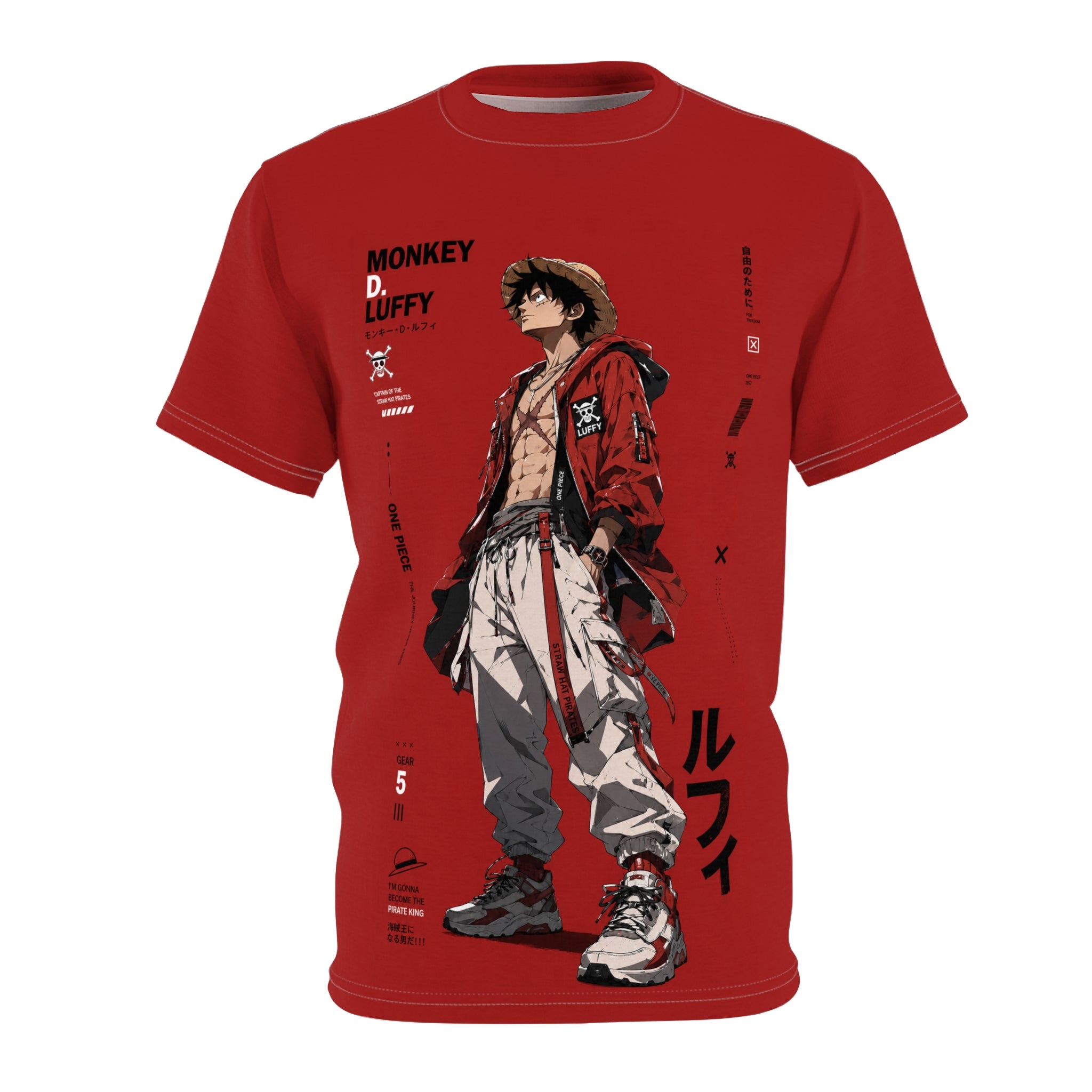 Monkey D. Luffy Graphic Tee — Red Anime Pirate Crew T-Shirt