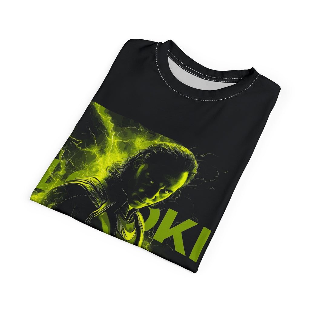 Graphic Tee — Neon Green Mythic Trickster Design