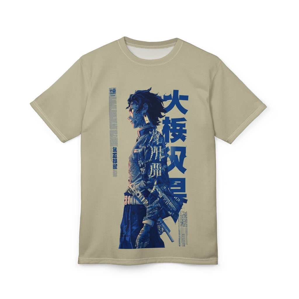 Samurai Urban Tee — Blue Vintage Japanese Warrior Graphic