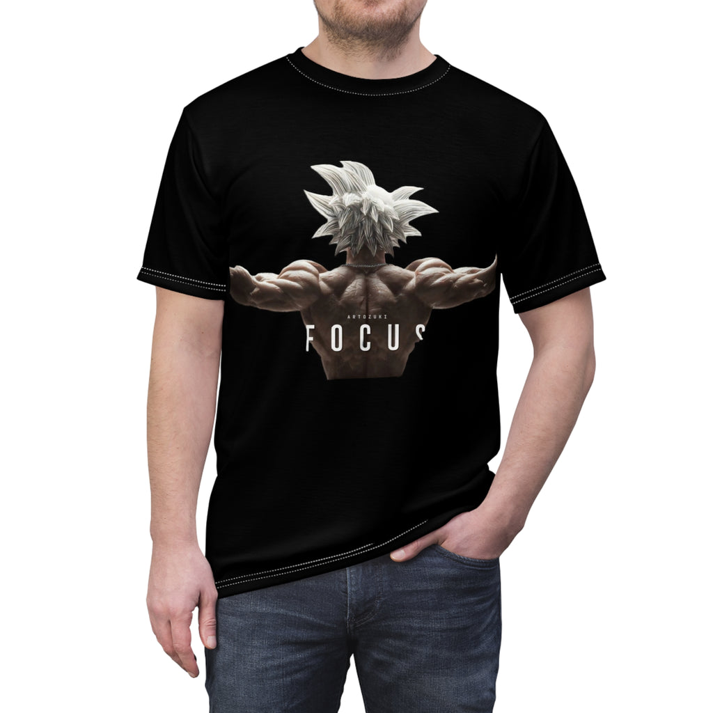 Focus Back Muscles Tee — Motivational Anime-Inspired Workout Shirt