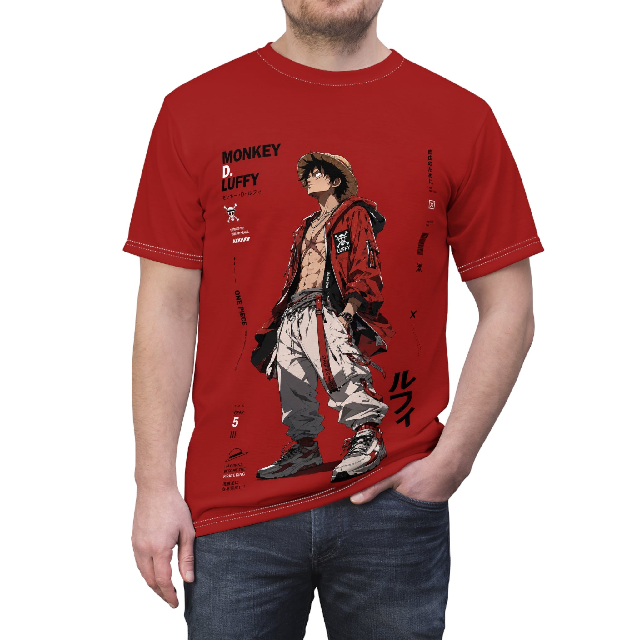 Monkey D. Luffy Graphic Tee — Red Anime Pirate Crew T-Shirt